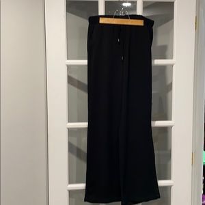 Black Wide-Leg Rayon Pants